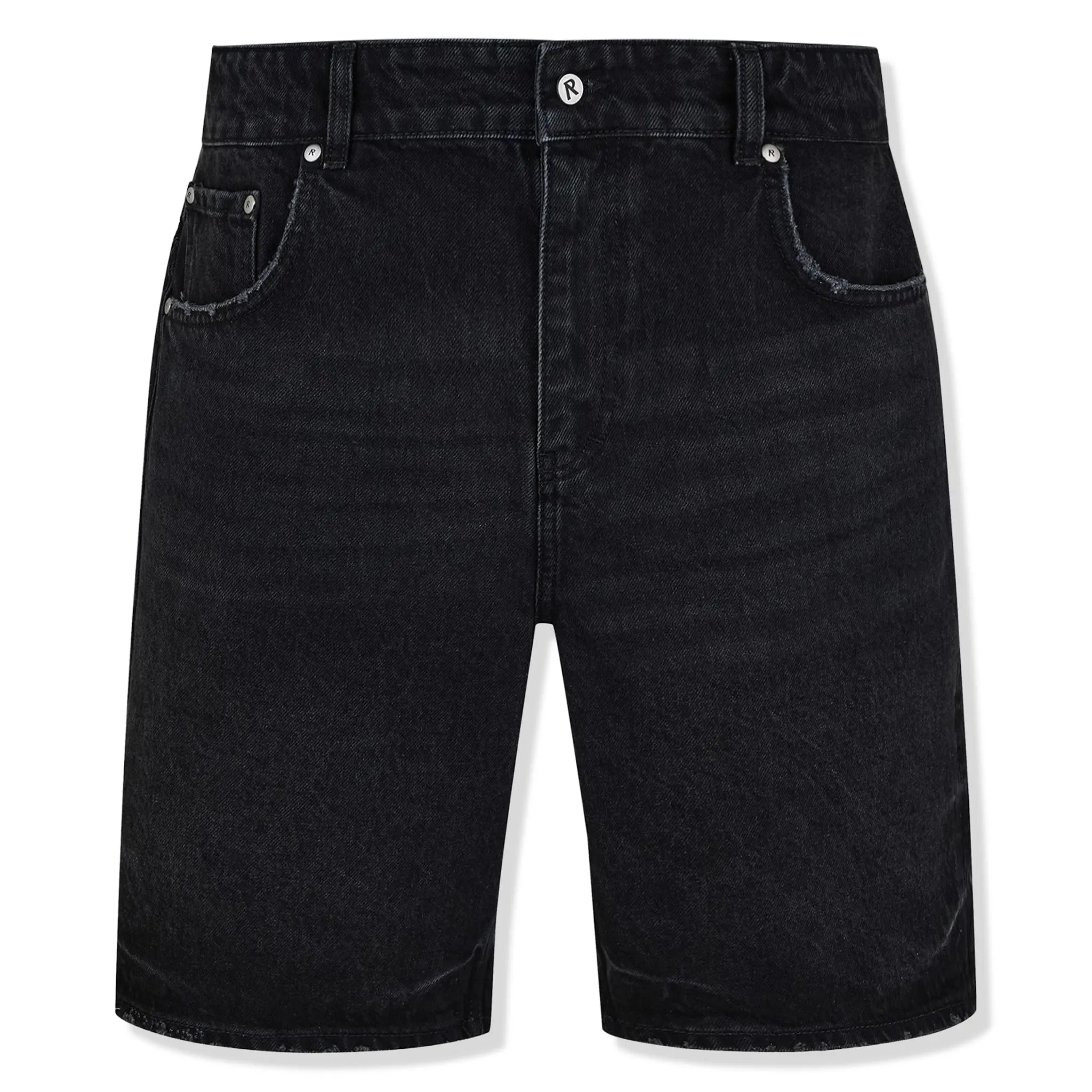 Front View of Represent Denim Jet Black Shorts MLM61038-01